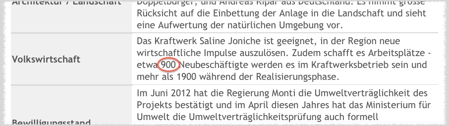 Auszug aus der Website von Repower. Hier ist von beträchtlichen 900 Arbeitsplätzen die Rede. 